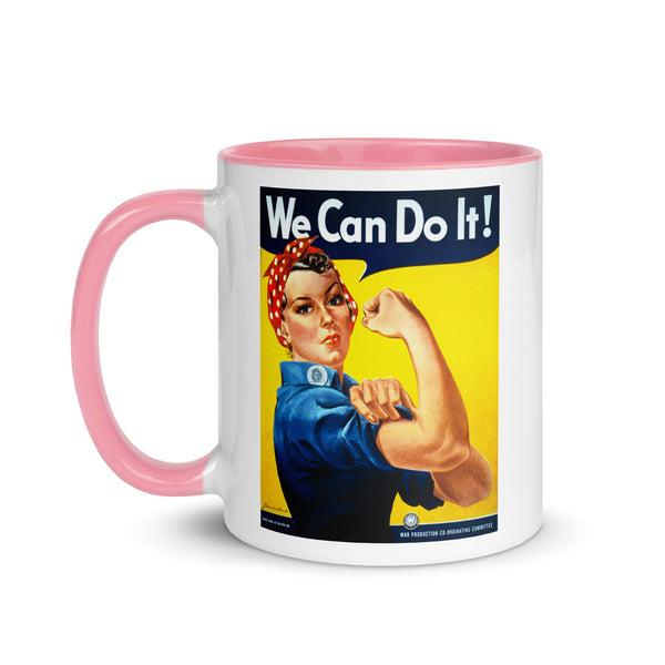 Rosie the Riveter Mug in Yellow, Red, or Pink