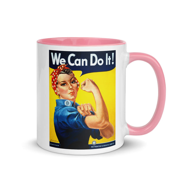 Rosie the Riveter Mug in Yellow, Red, or Pink