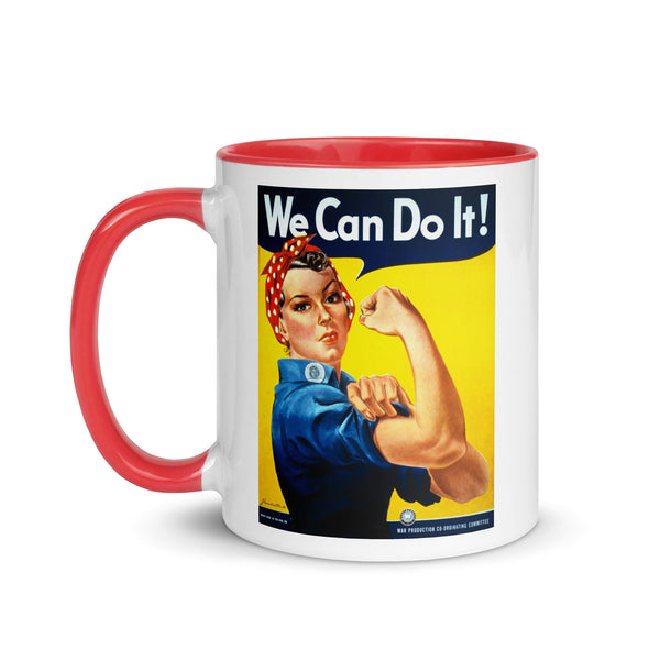 Rosie the Riveter Mug in Yellow, Red, or Pink