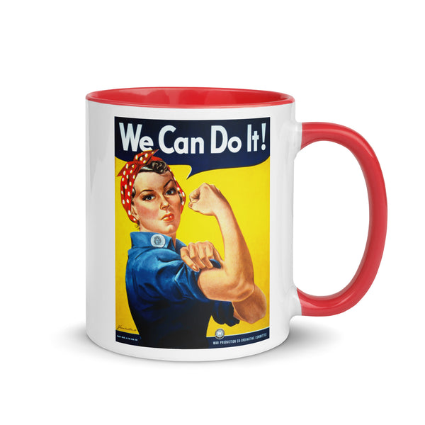 Rosie the Riveter Mug in Yellow, Red, or Pink