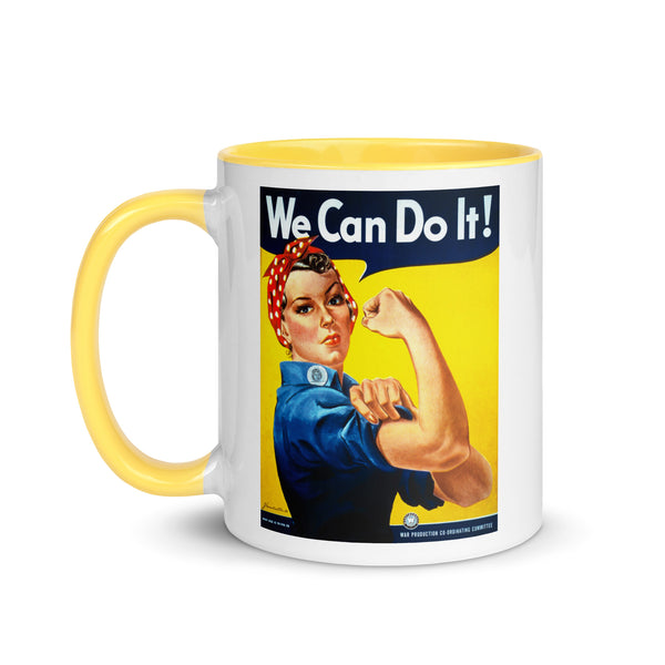 Rosie the Riveter Mug in Yellow, Red, or Pink