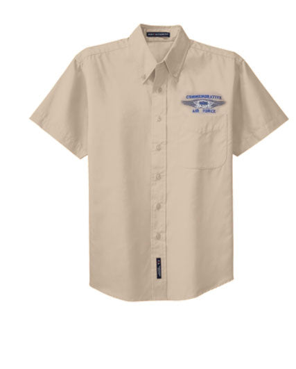 CAF Mens Short Sleeve Button Down with Custom Embroidery